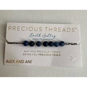 Alex and Ani Precious Threads Earth Sultry Sodalite Bracelet 14KT 925 Sterling